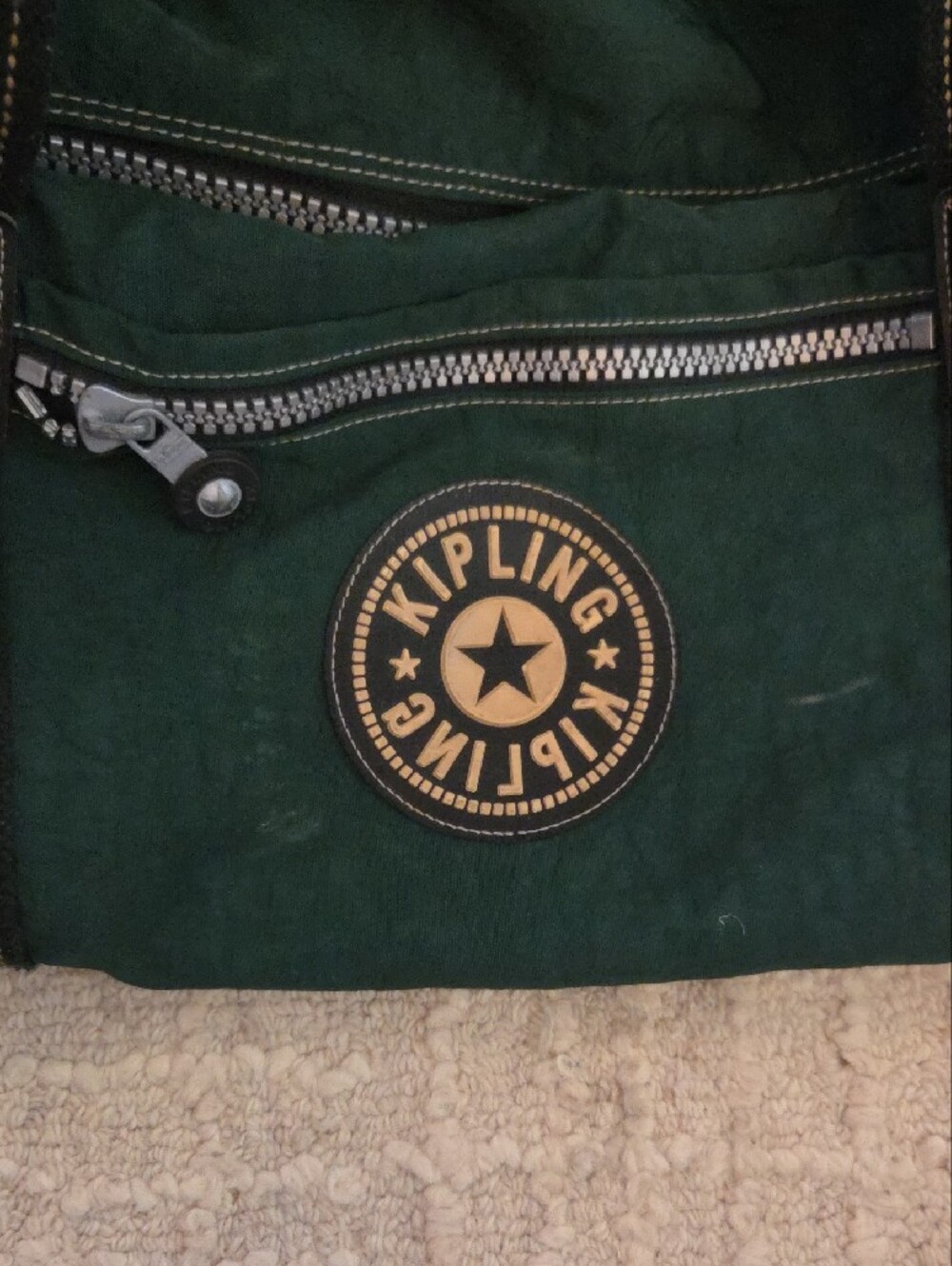 Kipling Dark Green Canvas Duffel Bag with Black Straps, Large - Picture 4 of 5